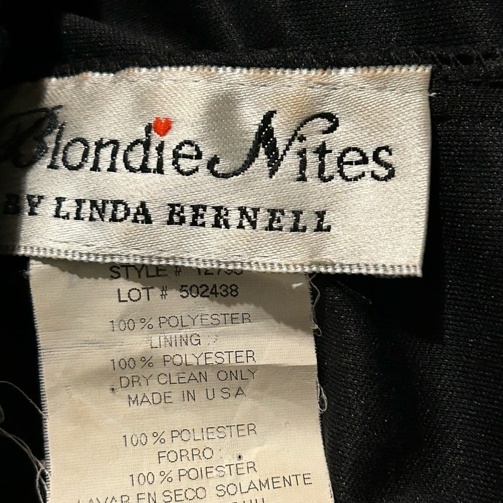 Blondie Nites Linda Bernell Dress Cocktail Halter Black Chiffon Rhinestone SZ 3 - Picture 6 of 6